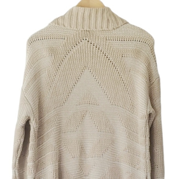 Aerie Cream Tan Aztec Open Cardigan Cotton Sweater - Picture 5 of 9